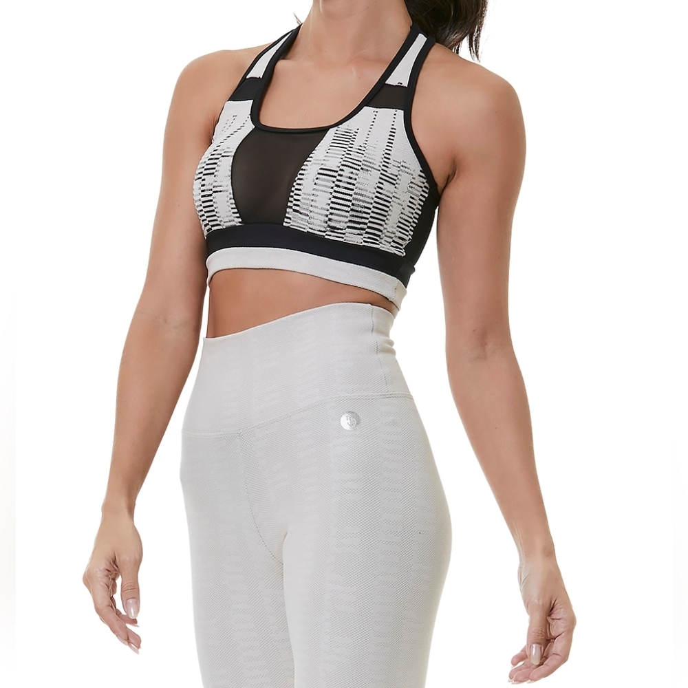 Cropped Desert Black and White Sports Bra
